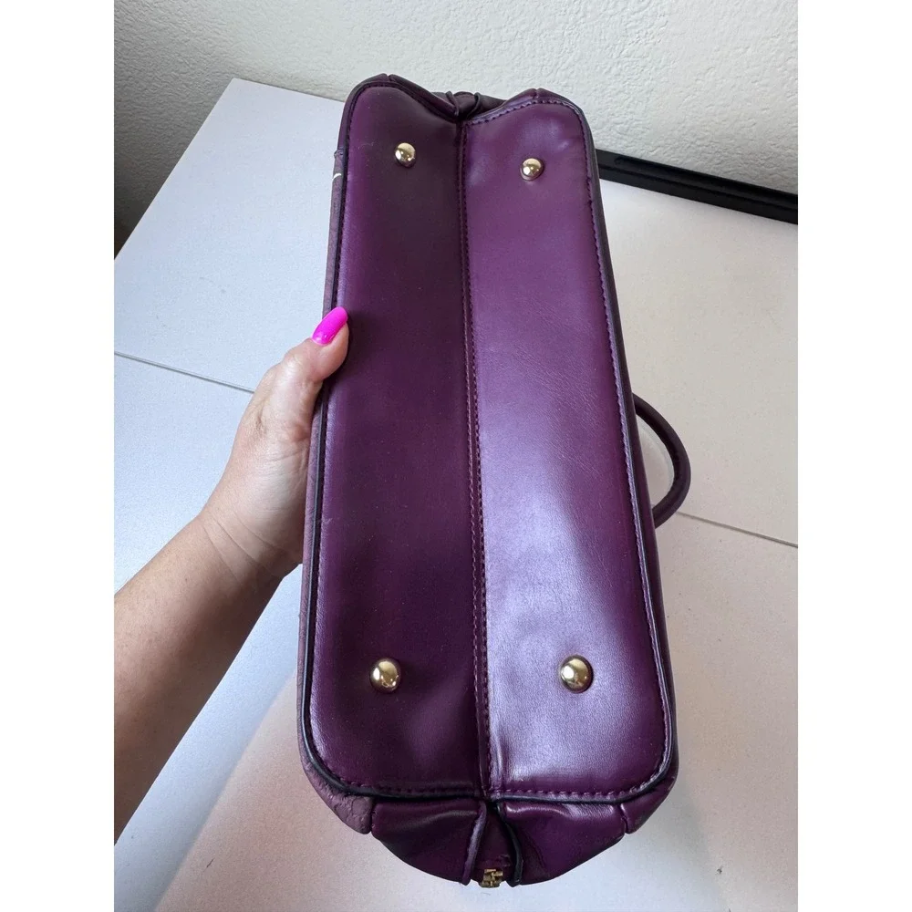 Y2K Purple Faux Leather‎ Lace Overlay Satchel Bag Women Medium Structured Chic